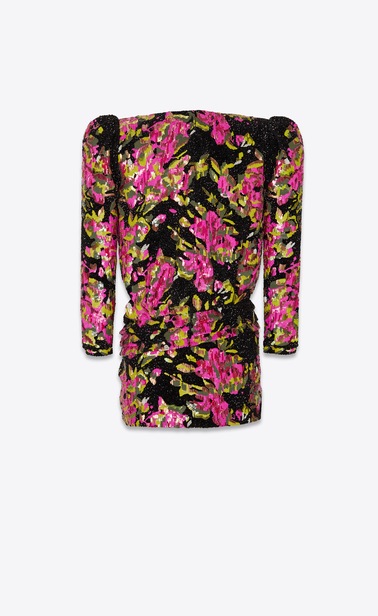 SAINT LAURENT Dresses Woman all over embroidered Deep V neck dress b_V4